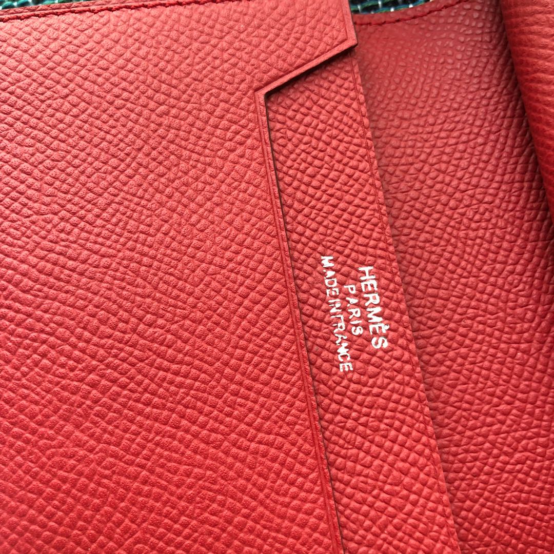 BEARN COMPACT WALLET 12 IN CRIMSON RED EPSOM LEATHER