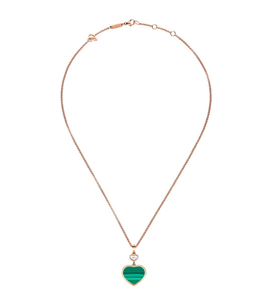 HAPPY HEART MALACHITE NECKLACE PINK GOLD DIAMOND