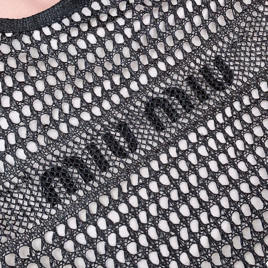 IVY TOTE BAG 40 IN BLACK MIX WHITE MESH