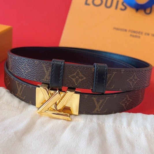 LV GO-14 20MM BELT IN BROWN MONOGRAM CALFSKIN GOLD HARDWARE