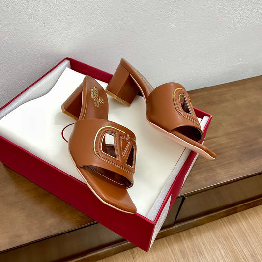 Vlogo Cut-Out 60 Sandal Tan Calfskin