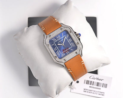 SANTOS LADY 35MM QUARTZ STEEL CASE LEATHER