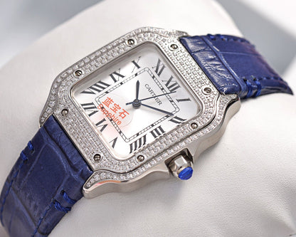 SANTOS LADY 35MM QUARTZ STEEL CASE LEATHER