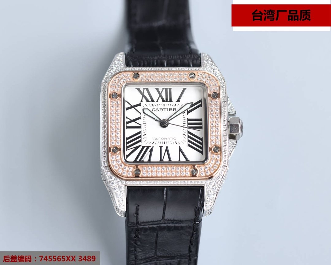 SANTOS 100XL 42MM DIAMOND ROSE GOLD BEZEL