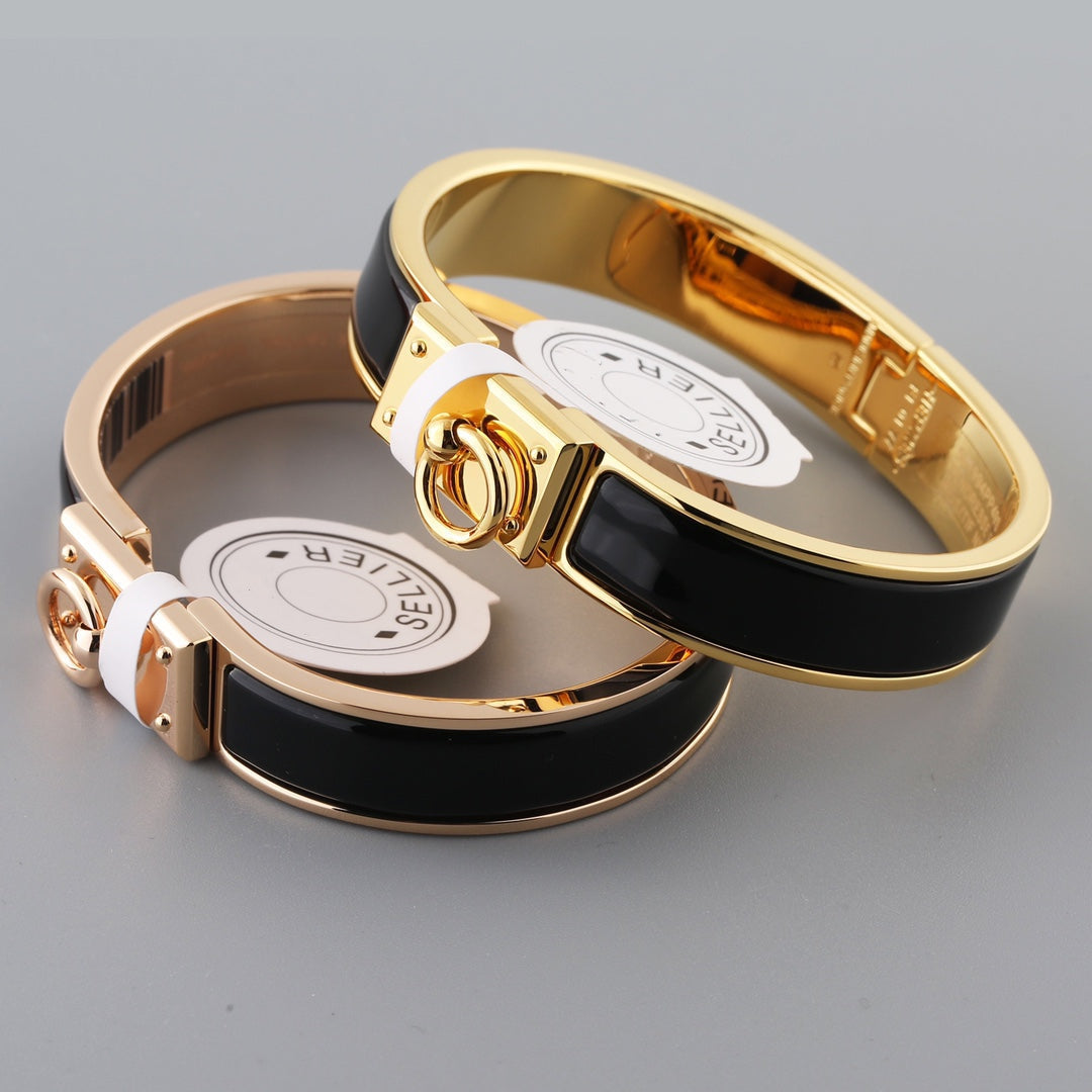 H RING LOCK BRACELET 12MM BLACK