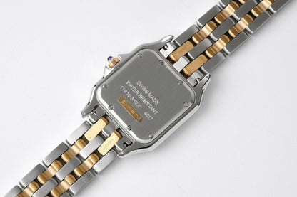 PANTHERE 27MM PINK GOLD SILVER CASE DIAMOND BEZEL WHITE DIAL