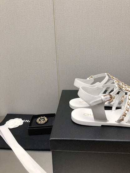 SANDALS WHITE LAMBSKIN
