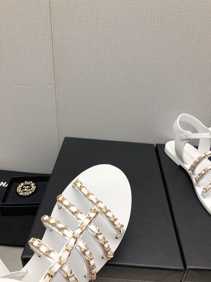 SANDALS WHITE LAMBSKIN
