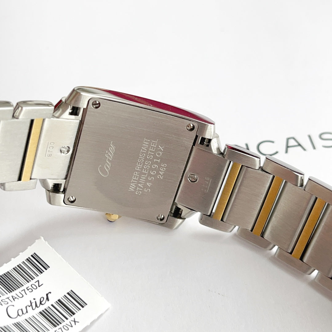 TANK FRANCAISE GOLD STEEL DIAMOND BEZEL WHITE DIAL