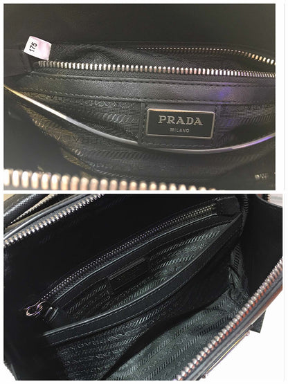 MEDIUM BRIQUE BAG 22 IN BLACK SAFFIANO LEATHER