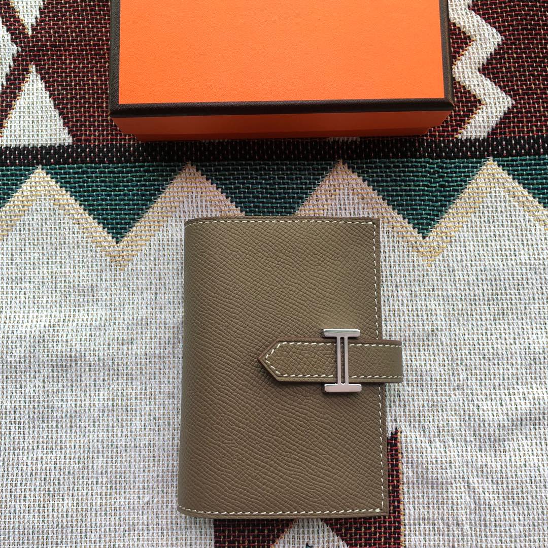 BEARN COMPACT WALLET 12 IN MEDIUM BROWN EPSOM LEATHER