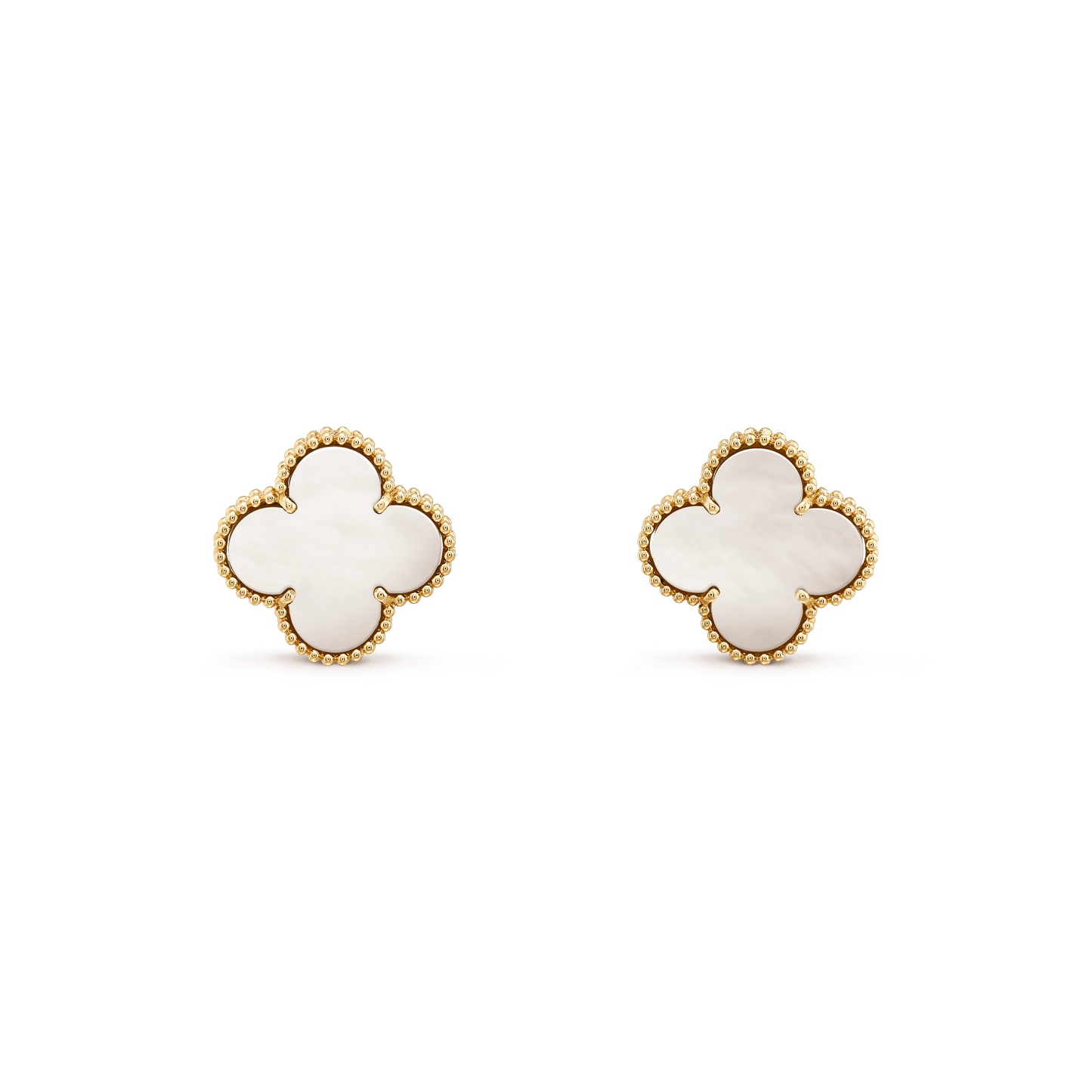 CLOVER MEDIUM WHITE MOP PINK GODL EARRINGS