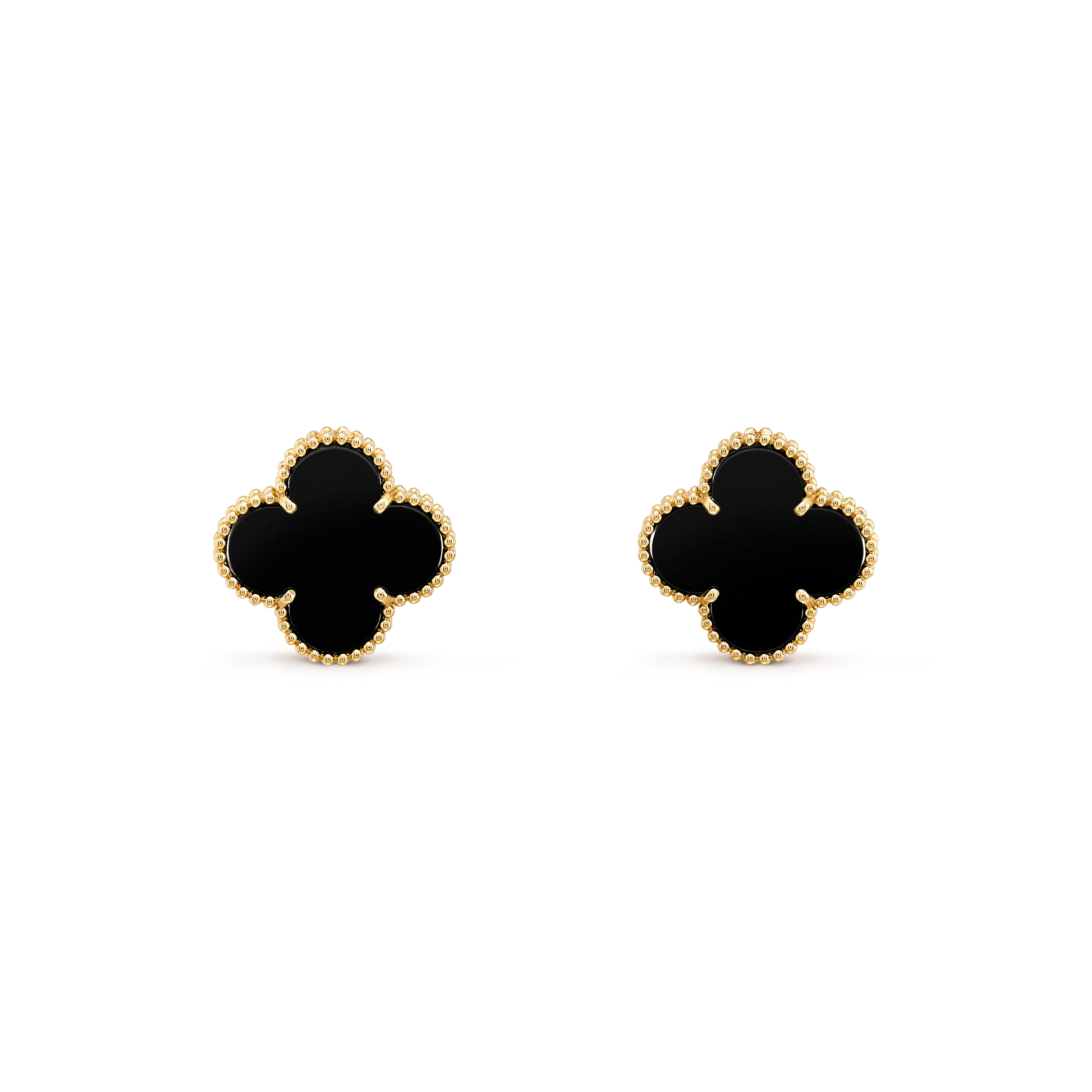 CLOVER MEDIUM ONYX PINK GODL EARRINGS