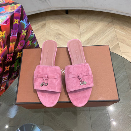 Summer Charms Sandals in Fuchsia Suede Pink Lambskin