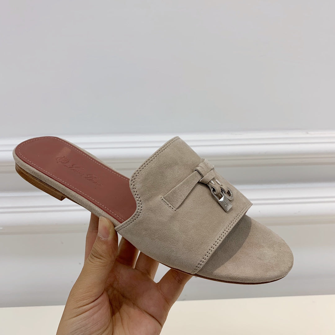 LP SUMMER CHARMS SANDALS LIGHT GRAY AND PINK SUEDE
