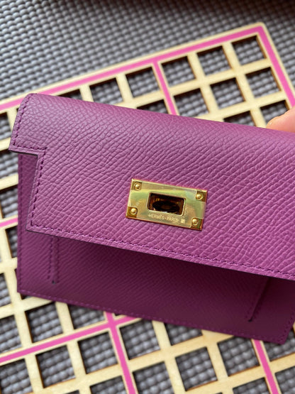 HM Kelly Pocket 13.5 Purple Epsom Ghw
