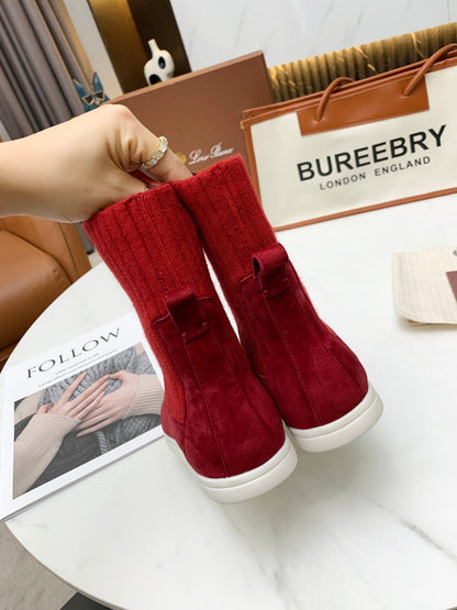 LP COCOON WALK ANKLE BOOTS CHERRY CASHMERE FABRIC