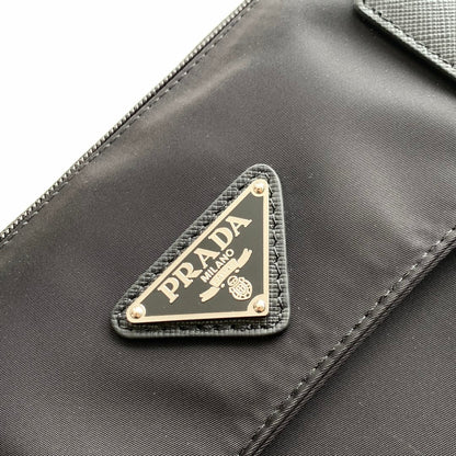 TRIANGLE LOGO CROSSBODY BAG 30 IN BLACK RE-NYLON