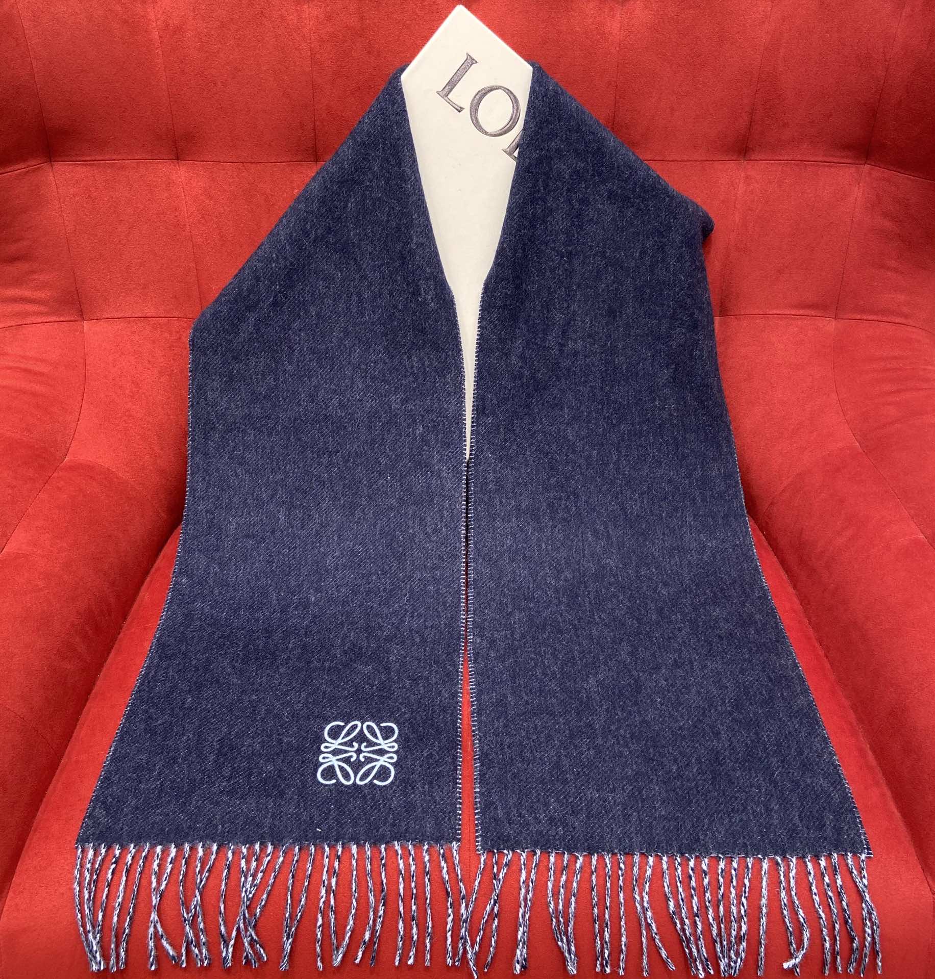 SCARF 180 CM IN NAVY BLUE WOOL 409997