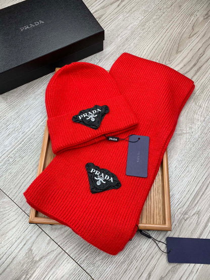 SET SCARF AND HAT IN CHERRY RED WOOL AND RABBIT FUR 386076