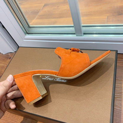 Summer Charms Mules 80 Orange Suede Pink Lambskin