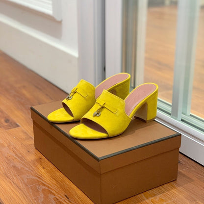 Summer Charms Mules 80 Yellow Suede Pink Lambskin