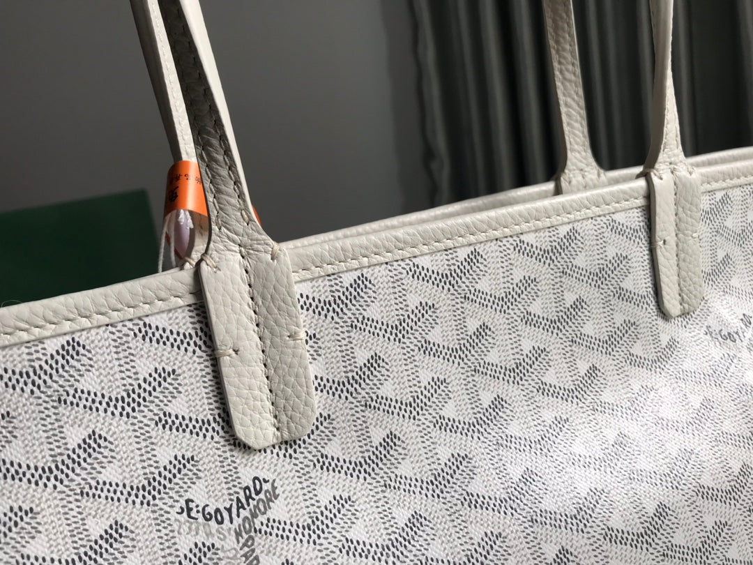HARDY PM BAG 40 IN WHITE GOYARDINE CANVAS AND TAURILLON LEATHER TRIM