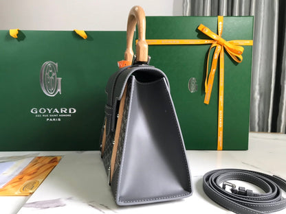 SAÏGON PM BAG 28 IN GREY GOYARDINE CANVAS AND CALFSKIN