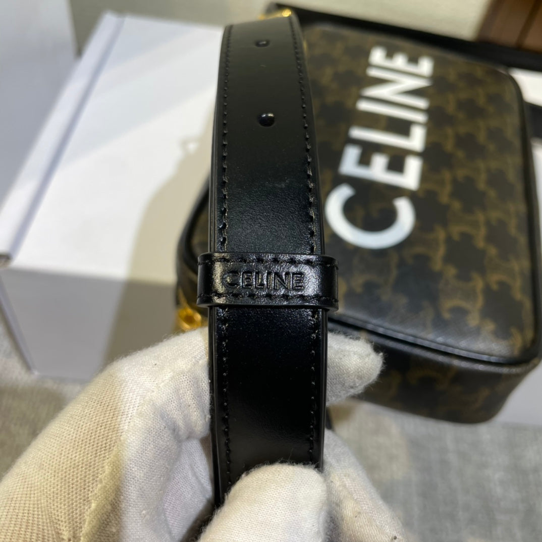 MEDIUM MESSENGER BAG 23 IN BLACK TRIOMPHE CANVAS WITH CELINE PRINT