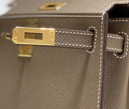 KELLY MINI 20 BAG IN MEDIUM BROWN CALFSKIN WITH GOLD HARDWARE
