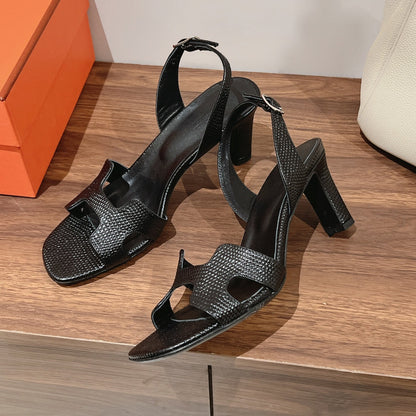 HOLY 75 SANDAL IN BLACK GRAINED CALFSKIN