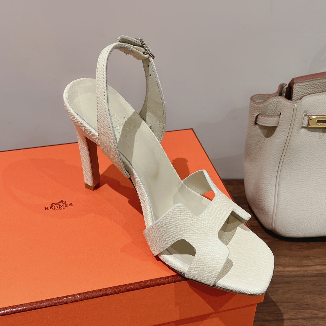 HOLY 105 SANDAL IN WHITE CREAM GRAINED CALFSKIN