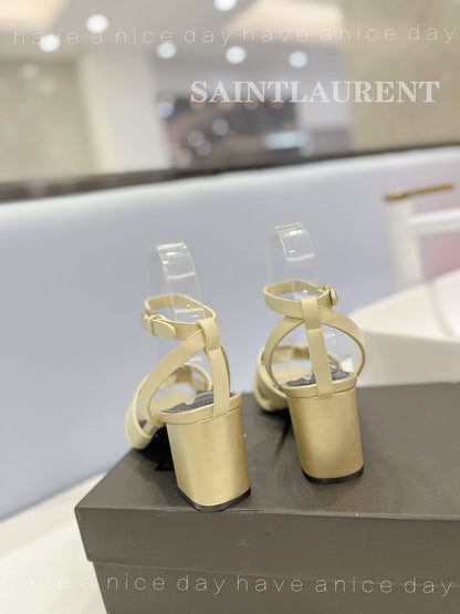 SL TRIBUTE SANDAL PASTEL YELLOW CALFSKIN