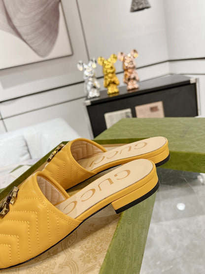 GG EXCLUSIVE SLIDE SANDAL AMBER CALFSKIN