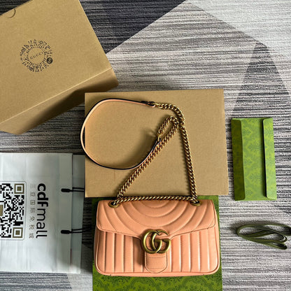 GG MARMONT 26 CLASSIC BAG IN PEACH PINK CALFSKIN