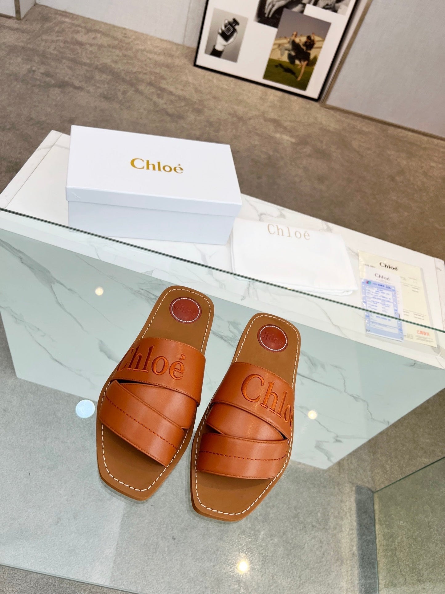 WOODY MULE IN BRONZE BROWM LAMBSKIN WITH EMBROIDERED LOGO