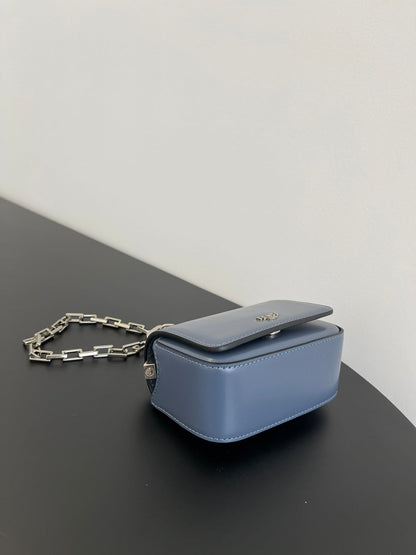FENDI MINI FIRST SIGHT 13 BAG IN PIGEON BLUE CALFSKIN WITH SILVER HARDWARE
