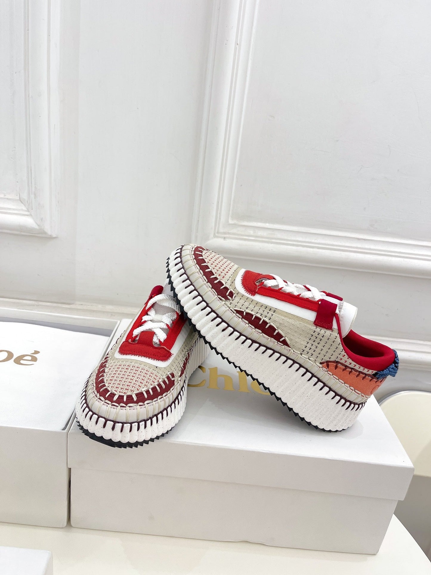 NAMA SNEAKER IN CHERRY RED MIX COLORFUL SPECIAL FABRIC