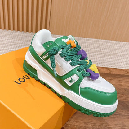 LV Trainer Maxi Sneaker White Mix Green Calfskin