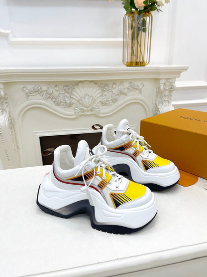 LV ARCHLIGHT 2.0 PLATFORM SNEAKER IN WHITE MIX YELLOW MIX OF MATERIALS