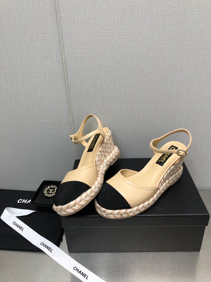 MARY JANE WEDGE BEIGE CREAM LAMBSKIN