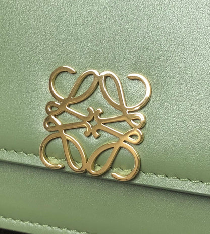 LOE GOYA BAG 23 IN AVOCADO GREEN SILK CALFSKIN
