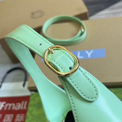 GG JACKIE SMALL 28 SHOULDER BAG IN LIGHT GREEN CALFSKIN