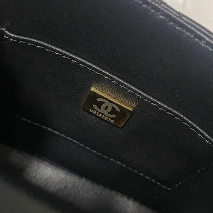 CC MINI 15 BAG IN BLACK CALFSKIN GOLDEN HARDWARE