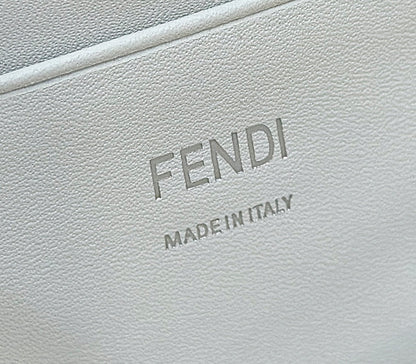 FENDI 19 BAGUETTE BAG IN BLACK MIX WHITE CANVAS WITH GOLD HARDWARE