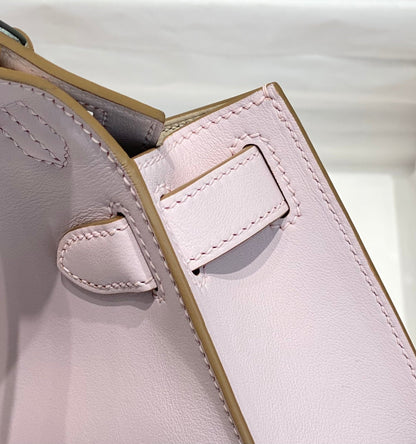 HM JYPSIERE SHOULDER BAG 23 IN BABY PINK CALFSKIN