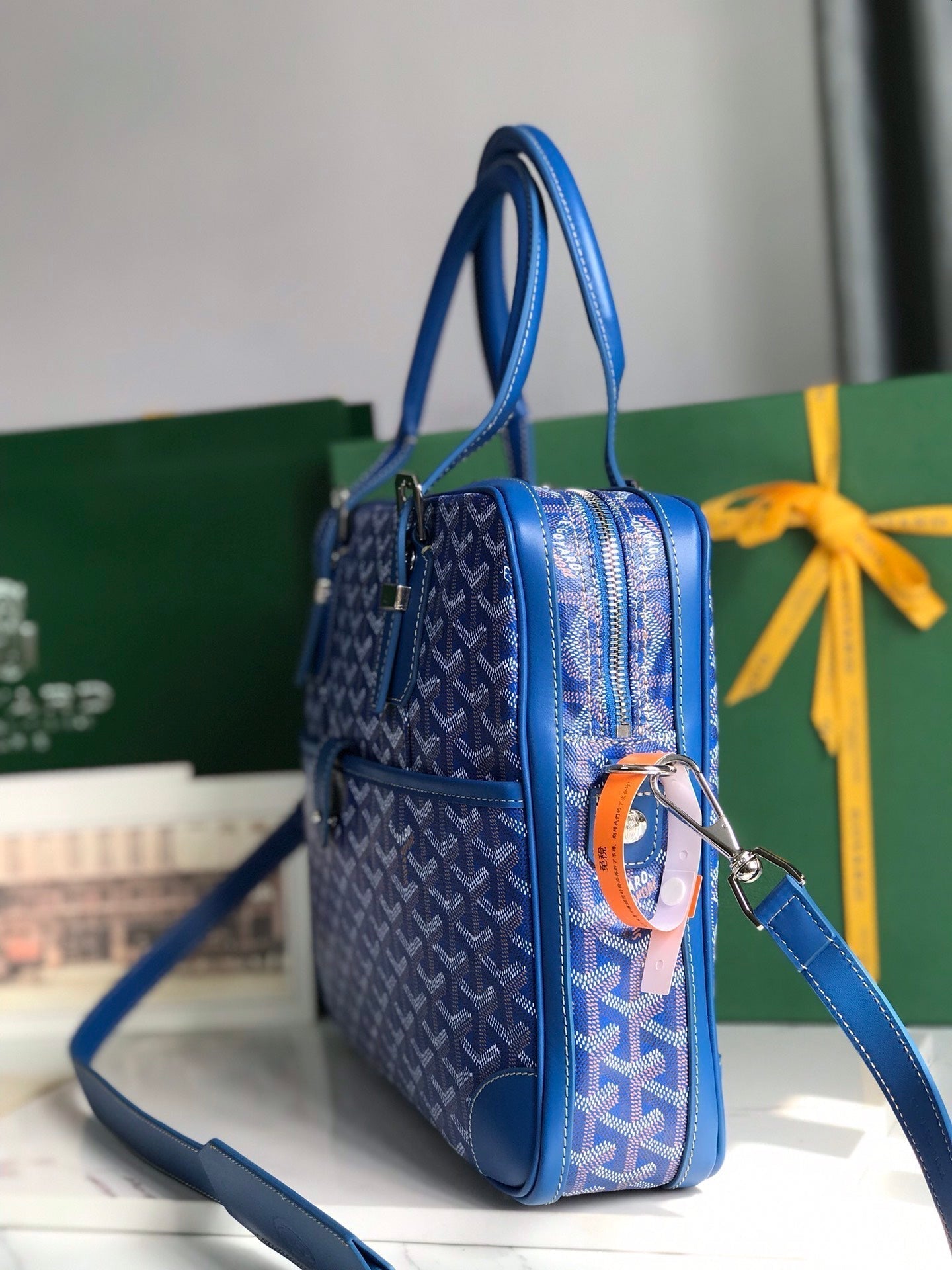 AMBASSADE DOCUMENT CASE 35 IN SAPPHIRE BLUE GOYARDINE CANVAS