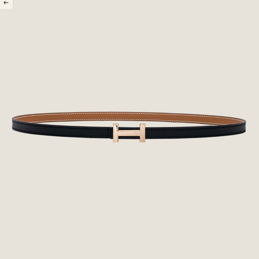 HM FOCUS BUCKLE & REVERSIBLE BLACK AND TAWNY BROWN LEATHER STRAP 13MM COPPER HARDWARE