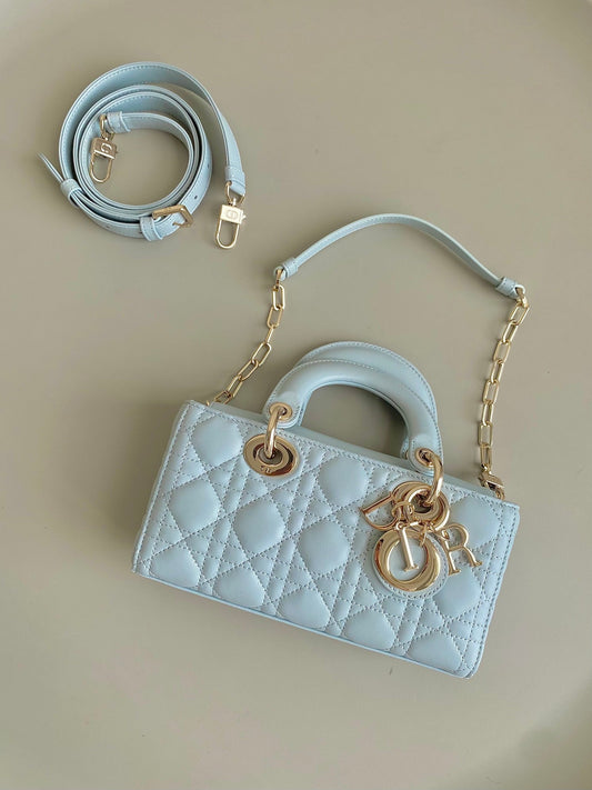 D-JOY BAG 22 IN LIGHT BLUE LAMBSKIN
