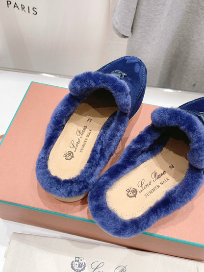LP CHARMS WALK BABOUCHE LOAFERS NAVY FLEECE